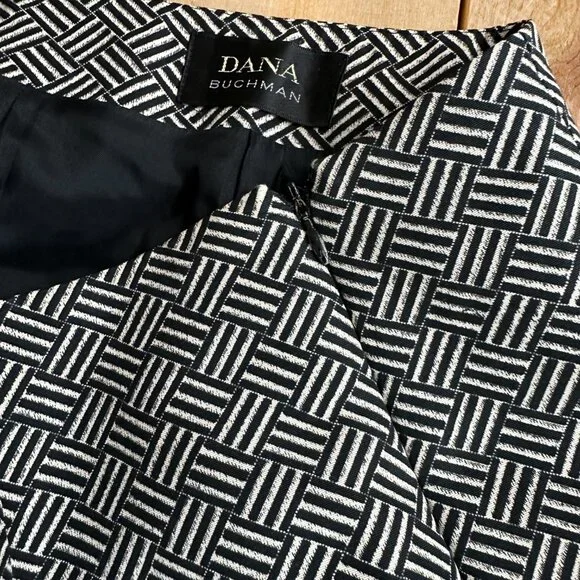 Dana Buchman Silk Blend Pants Geometric Black Gray Women's 8 Dress - Picture 3 of 9